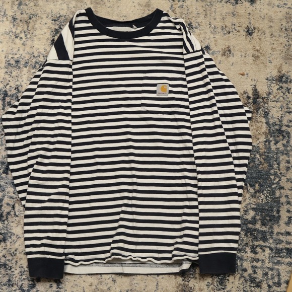 Carhartt WIP Other - Carhartt Work In Progress L/S Barkley Pocket T-Shirt Cotton Navy White Striped S